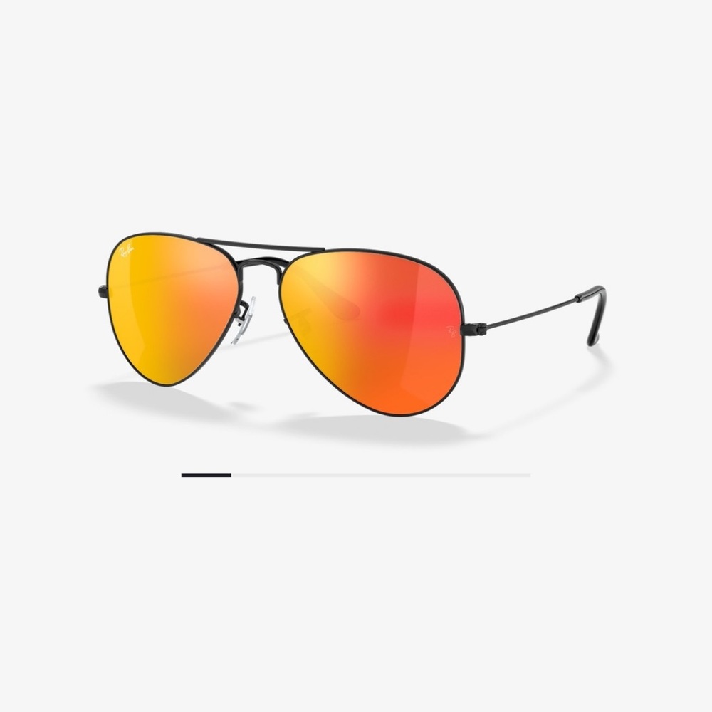 Rayban Aviator Sunglasses Matte Black and Red-Orange Lenses with Case